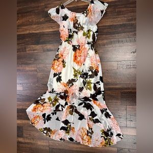 New! Gorgeous Spring / Summer Floral Dress, High Low Front, On Shoulder or Off!